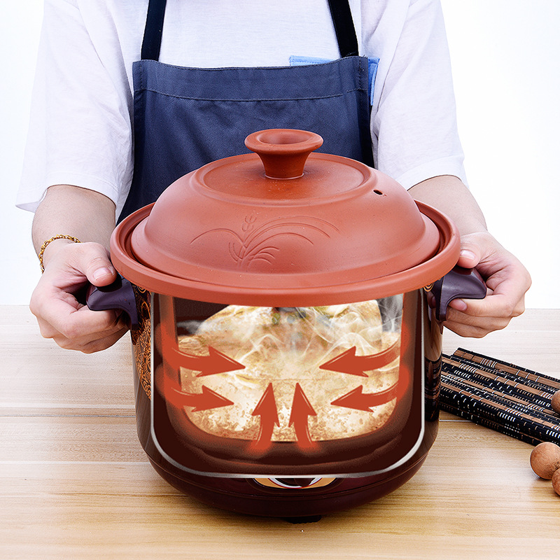 Household Ceramic Electric Stew Pot Purple Clay Pot Health Pot Soup Cooking Porridge Stew Pot Multi-Functional Electric Casserole Gift Wholesale