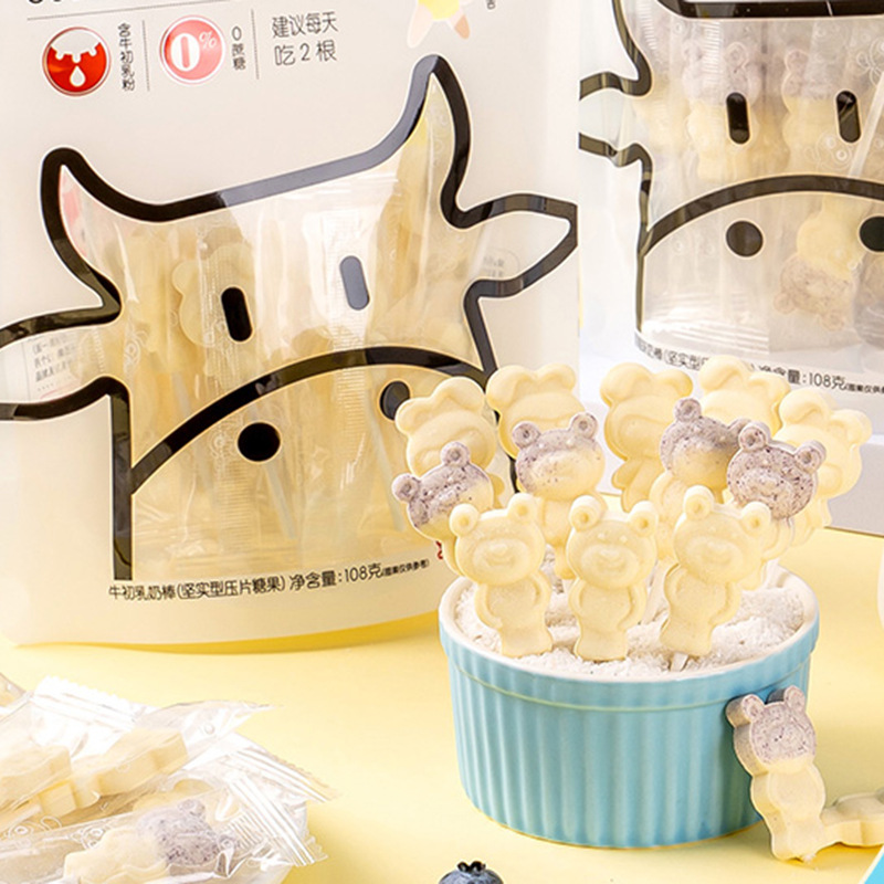 Jiji Soy Milk Fresh Milk Stick 108g Individually Packaged Snack Lollipop Candy Milk Calcium Blueberry Flavored Milk Bar