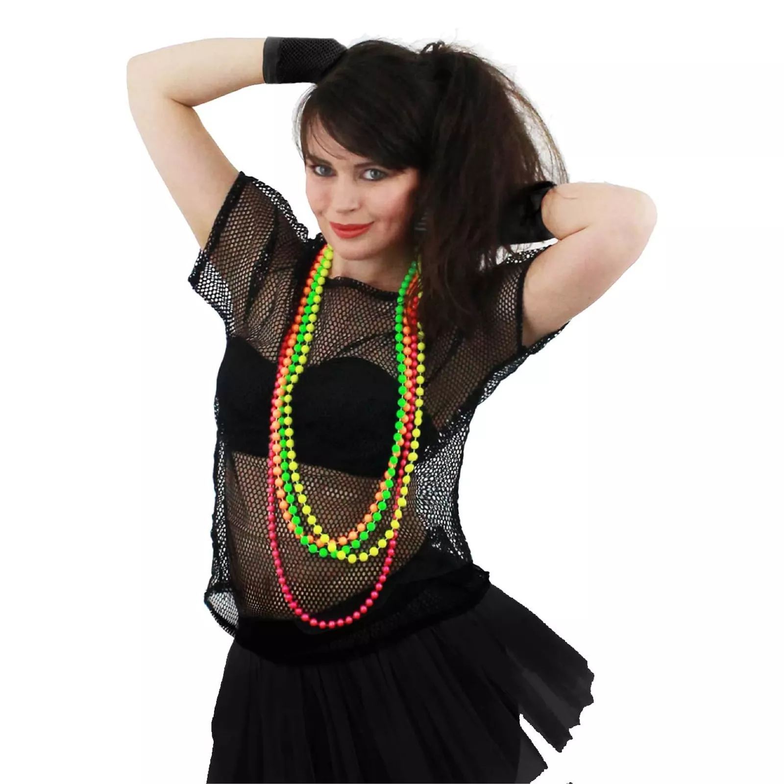 80 fishnet Shirt Fluorescent Color Party Prom Carnival Fishnet Mesh T-Shirt