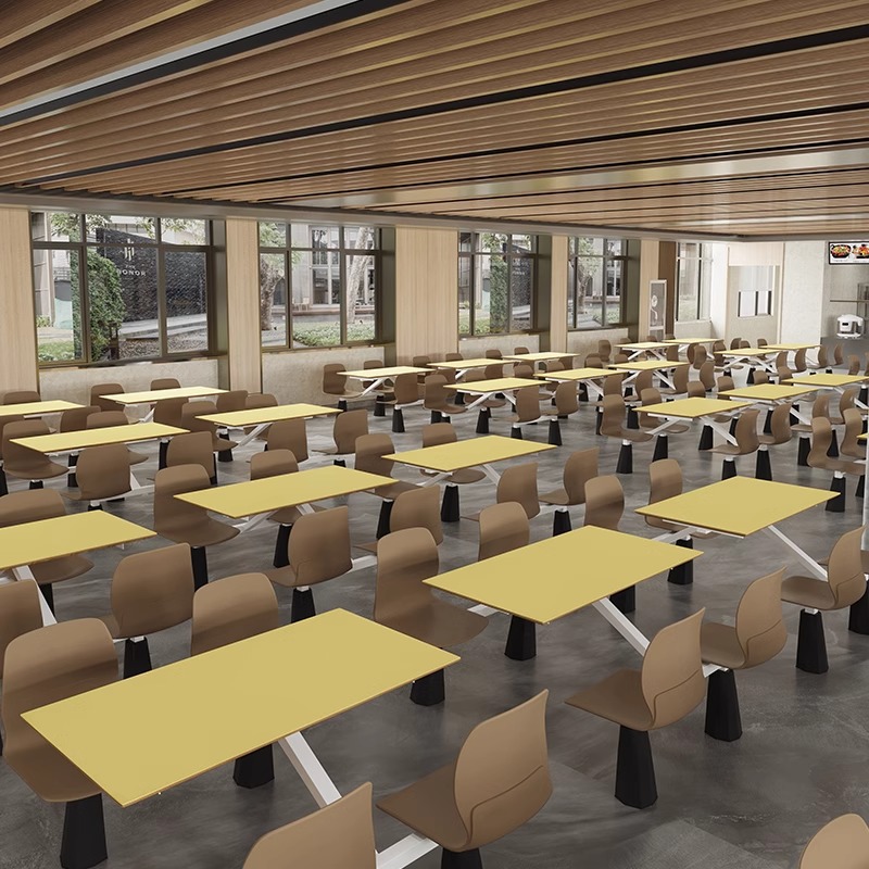 Staff Canteen Dining Table and Chairs Company Hotel Table and Chair Combination School Factory Canteen Fast Food Restaurant Four-Person Dining Table and Chairs