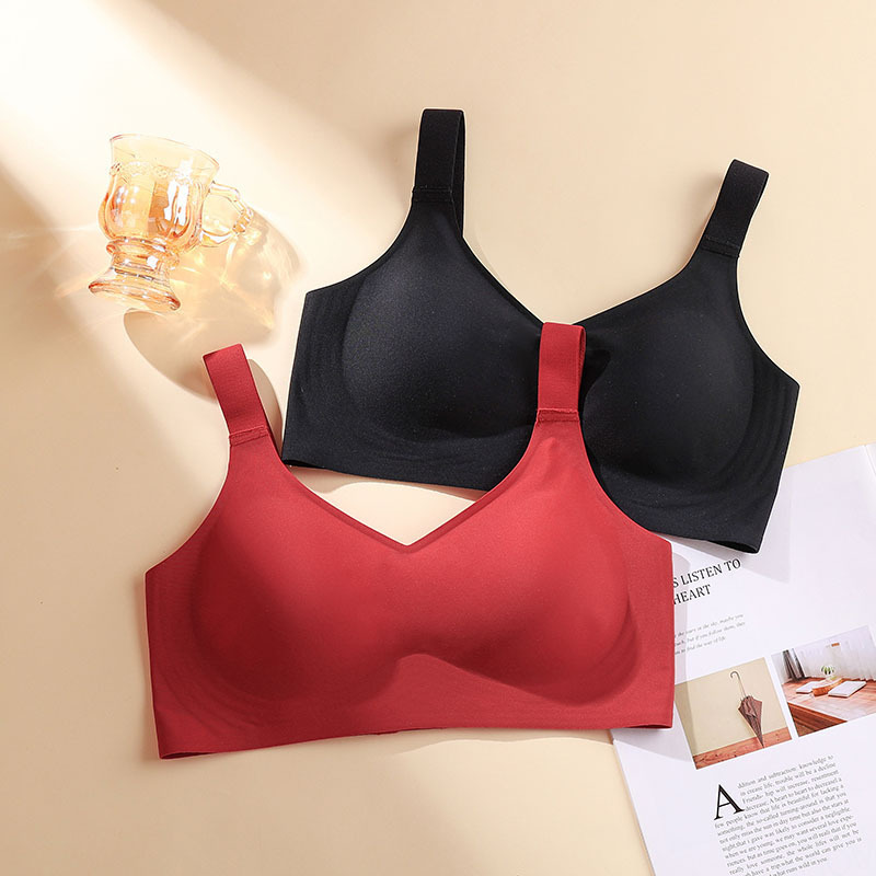 New Popular Latex Push-Up Seamless Large Shoulder Strap Push-Up Bra Thin Summer Breast-Retracting Jelly Strip Underwear for Women