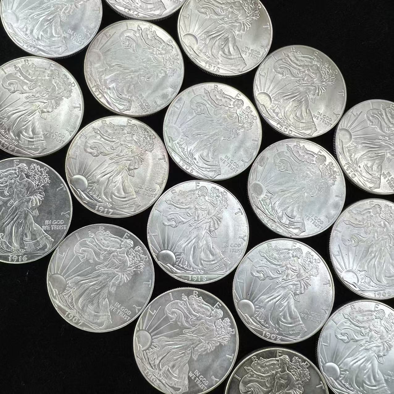 American Statue of Liberty Flying Eagle 38mm Commemorative Coin Medal 38 Different Years Can Blow the Silver Dollar