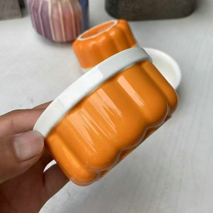 Oven Pumpkin Ceramic Baking Bowl, Baking Bowl, Dessert Pudding Bowl, Small Stew Cup, Egg Tart Baking Bowl, Fruit Snack Bowl