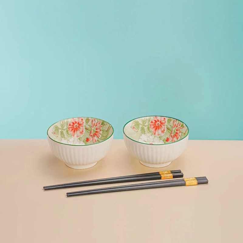 Rose Story Ceramic Tableware Set Bowl and Plate Event Promotional Gift Wholesale Bowl and Spoon Set Chinese Style High Aesthetic Value