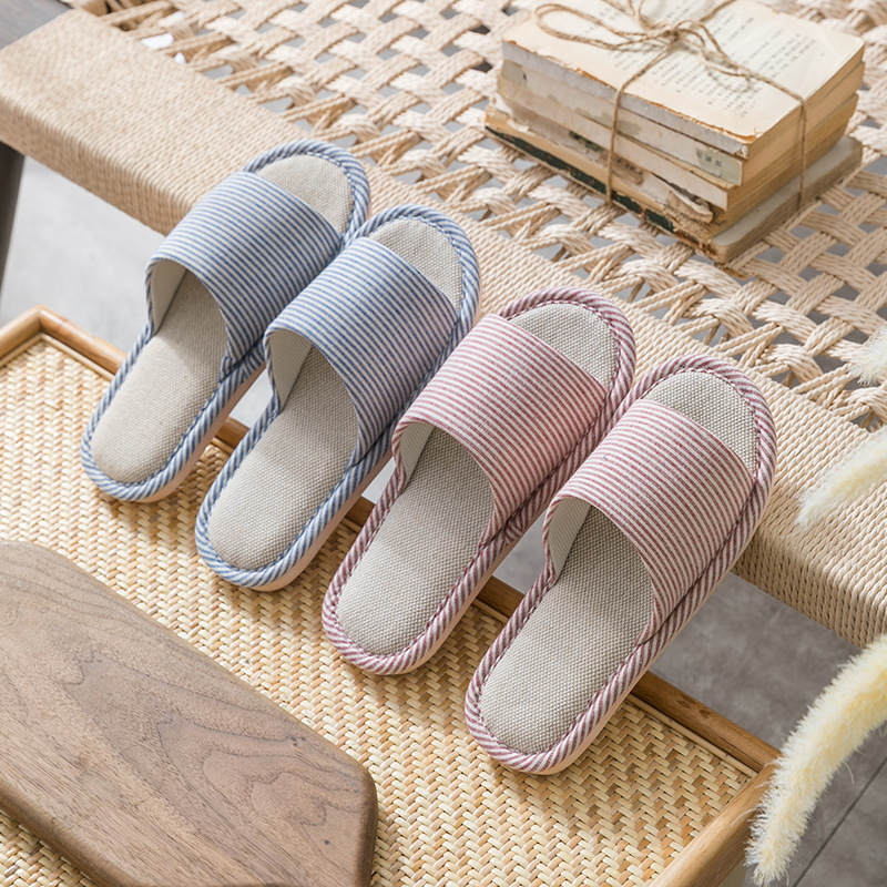 Linen Slippers Women's Spring and Autumn Four Seasons Indoor Household Cotton and Linen Dung-feeling Home Non-slip Summer Male Couple Wholesale