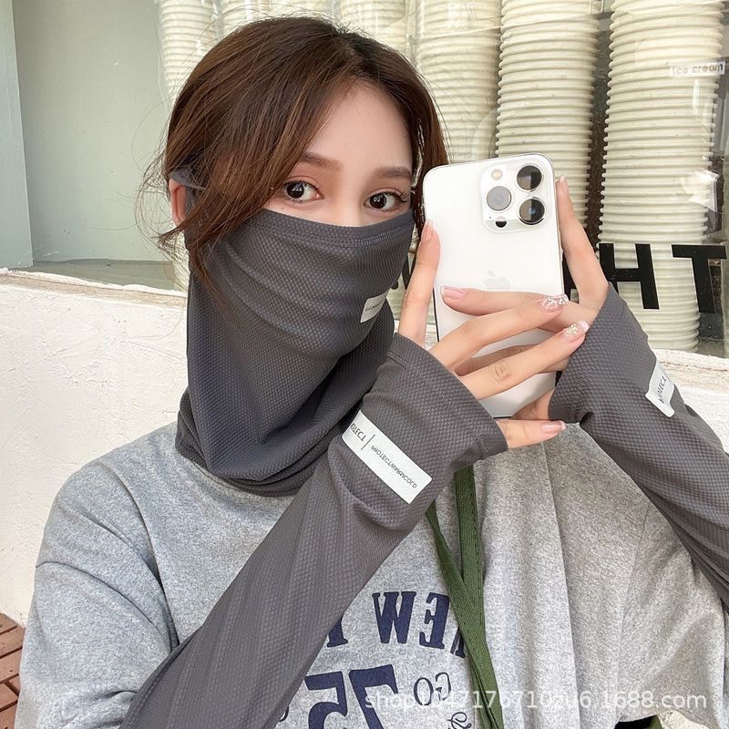 Summer Sun Protection Ice Sleeves Men's Ice Sleeves Arm Guards Breathable Large Size Loose Sub-Letter Anti-Uv Reflective Label Ice Sleeves