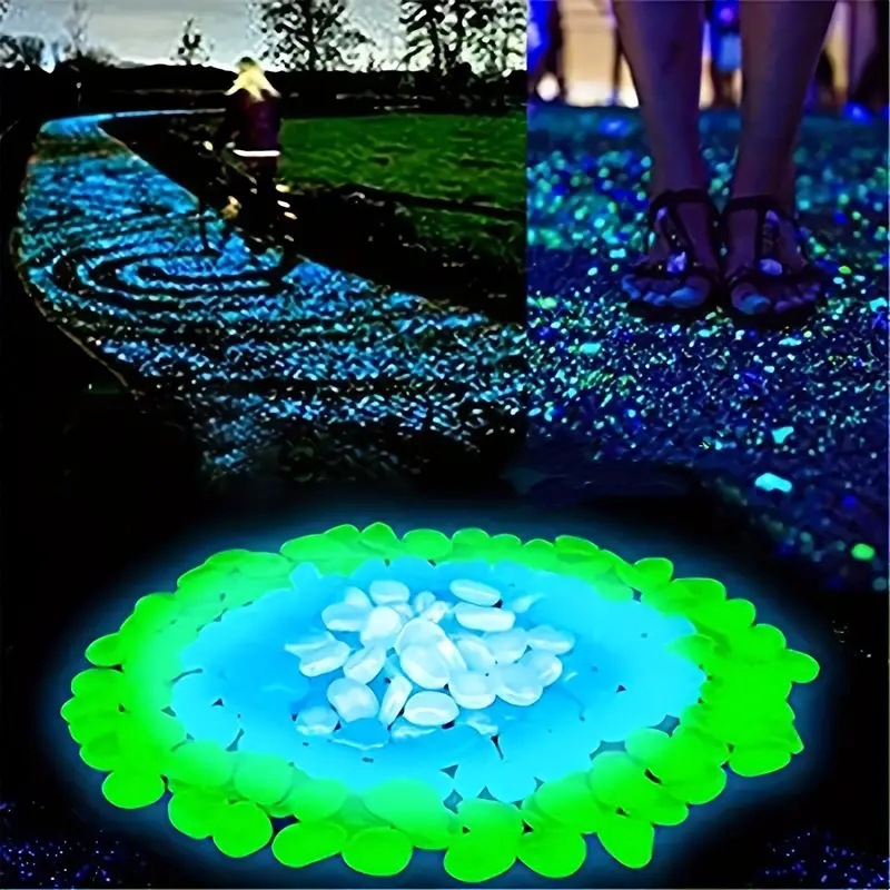 Noctilucent stone cross-border 0.8-1cm small luminous pebble garden fish tank landscaping 0.5g fluorescent stone luminous garden