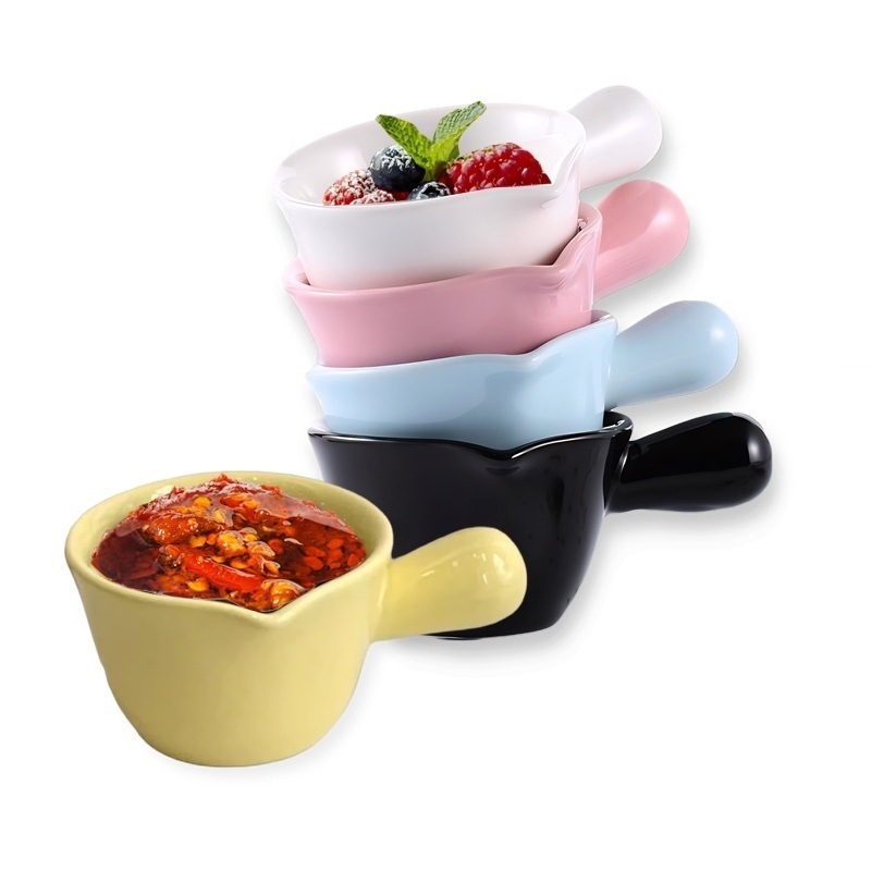 Ceramic Milk Jug with Handle and Spout for Home Use, Small Sauce Pitcher for Seasoning, Dipping Sauce, Pouring Sauce, Espresso Milk Jug, Ounce Cup