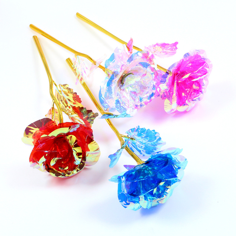 24K золотая фольга цветная золотая яркая роза романтический подарок на День святого Валентина для жены и девушки букет на день рождения