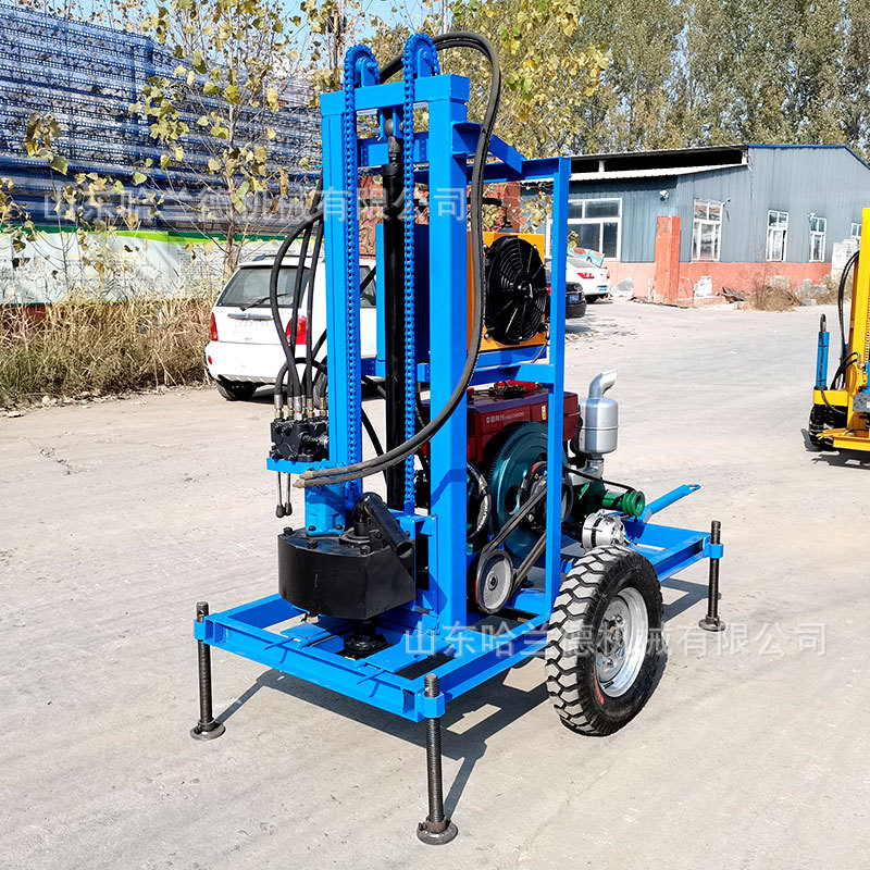 Diesel Hydraulic Drilling Rig Small Wheeled Crawler Water Well Drilling Rig High Power Large Diameter Drilling Rig