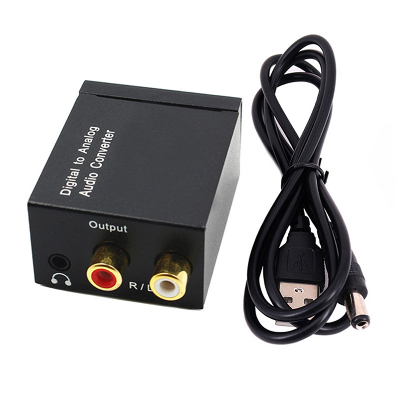 Audio Converter Digital to Analog 3.5 Audio Coaxial Converter Fiber Optic Turning Mode Headphone Hole Plug and Play