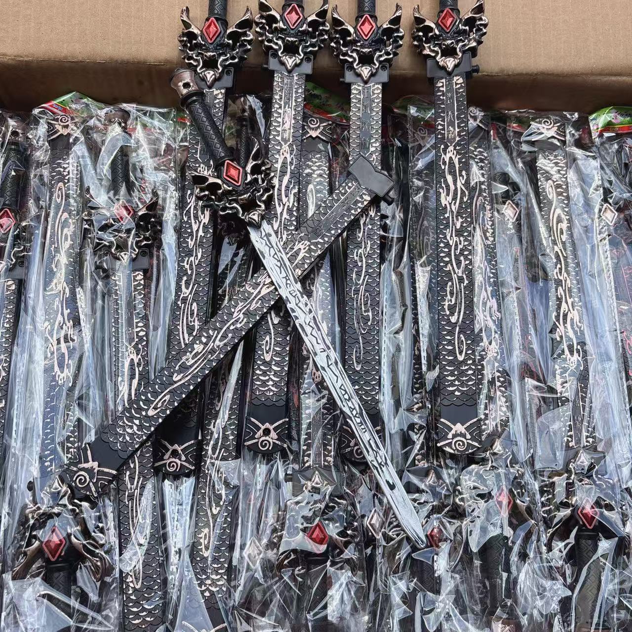 Children's One-Click Ejection Toy Sword with Sheath Stage Props 38cm Toy Sword Night Market Stall Supply Wholesale