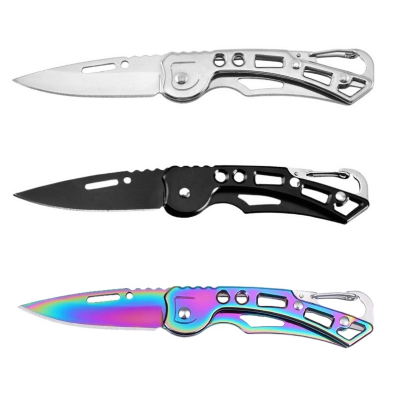 Multifunctional Stainless Steel Foldableing Knife Keychain Outdoor Camping Style Mini Exquisite Knife Portable Fruit Knife Paring Knife