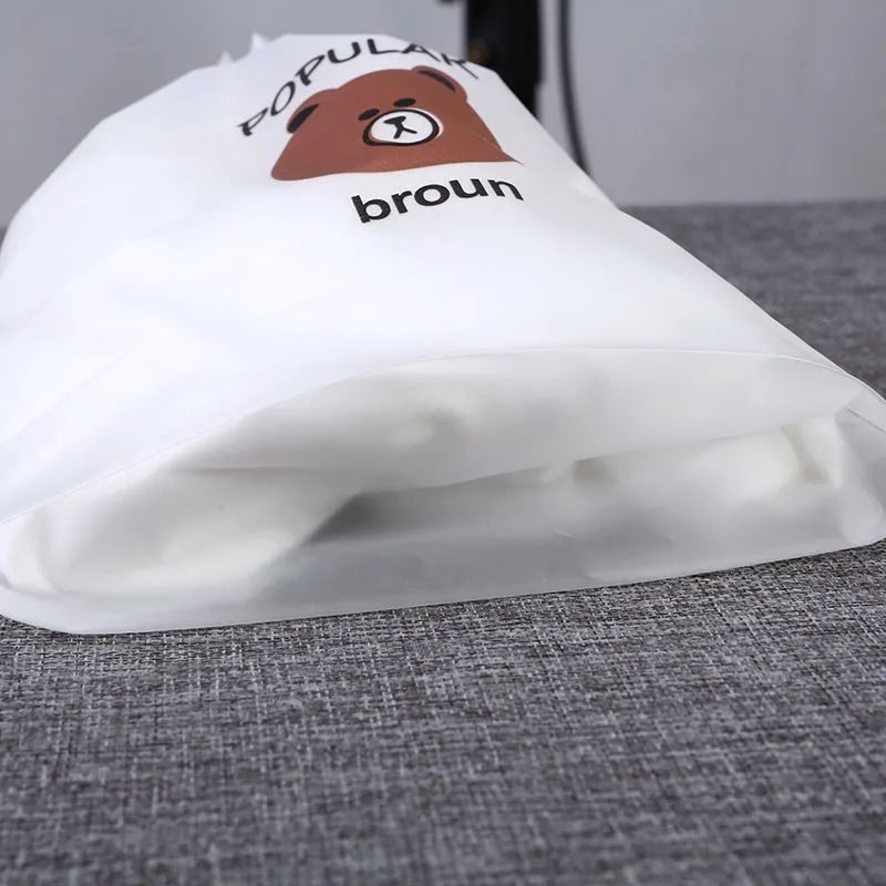 Bear drawstring bag transparent frosted drawstring bag plastic packaging bag shoes storage bag wearing rope bag cartoon