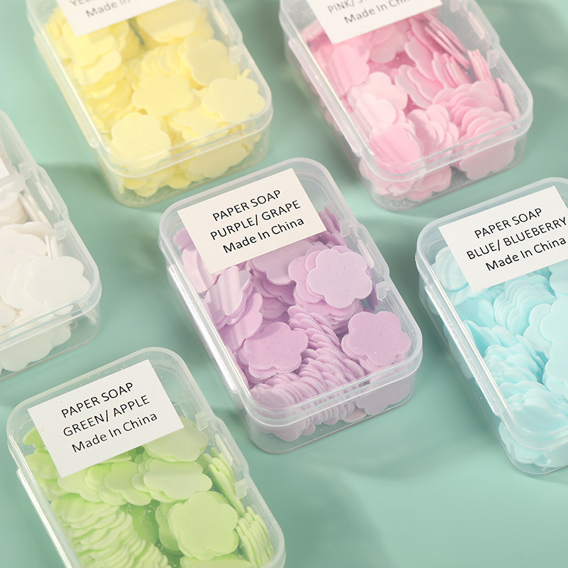 Прямоугольная коробка для студентов и детей, милые мини лепестковые одноразовые мыльные хлопья, портативные мыльные хлопья для путешествий