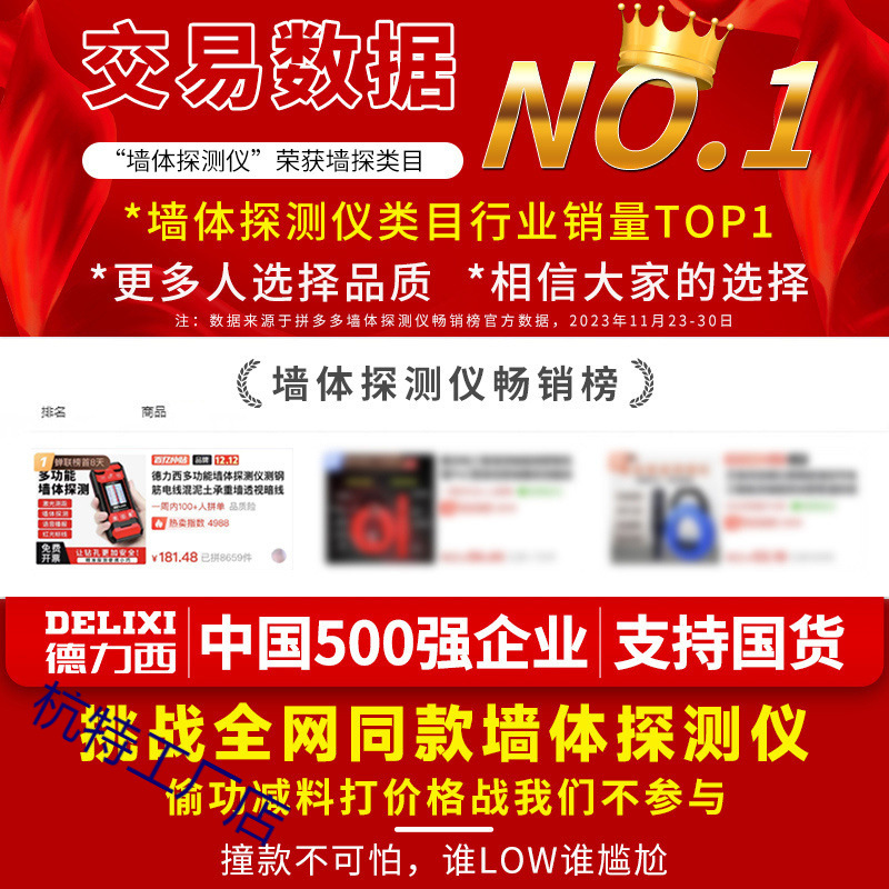 Delixi Multifunctional Wall Detector for Measuring Rebar, Electrical Wires, Concrete, Load-Bearing Walls, Hidden Wires, and Metal