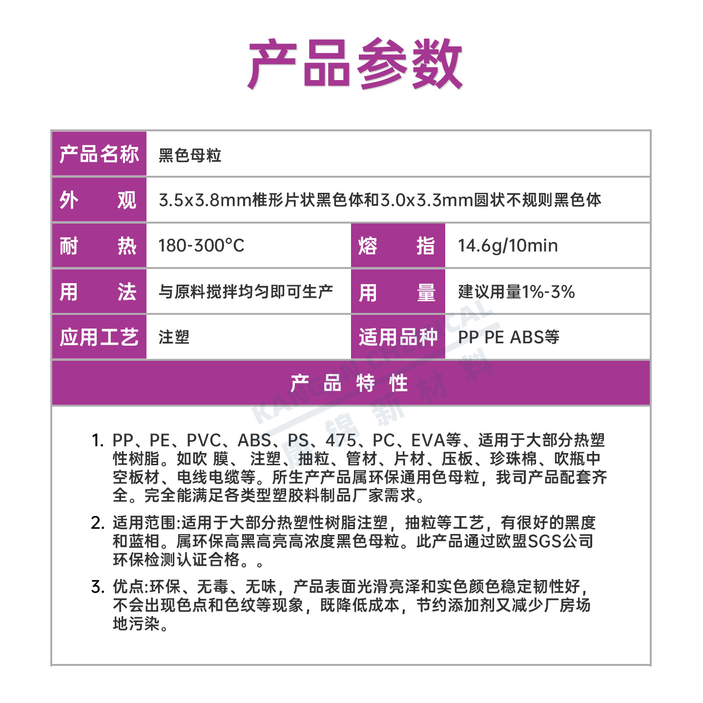 Universal High Glow Black Masterbatch PP PE ABS Black Masterbatch Blown Film Black Color Masterbatch Environmentally Friendly High Concentration Black