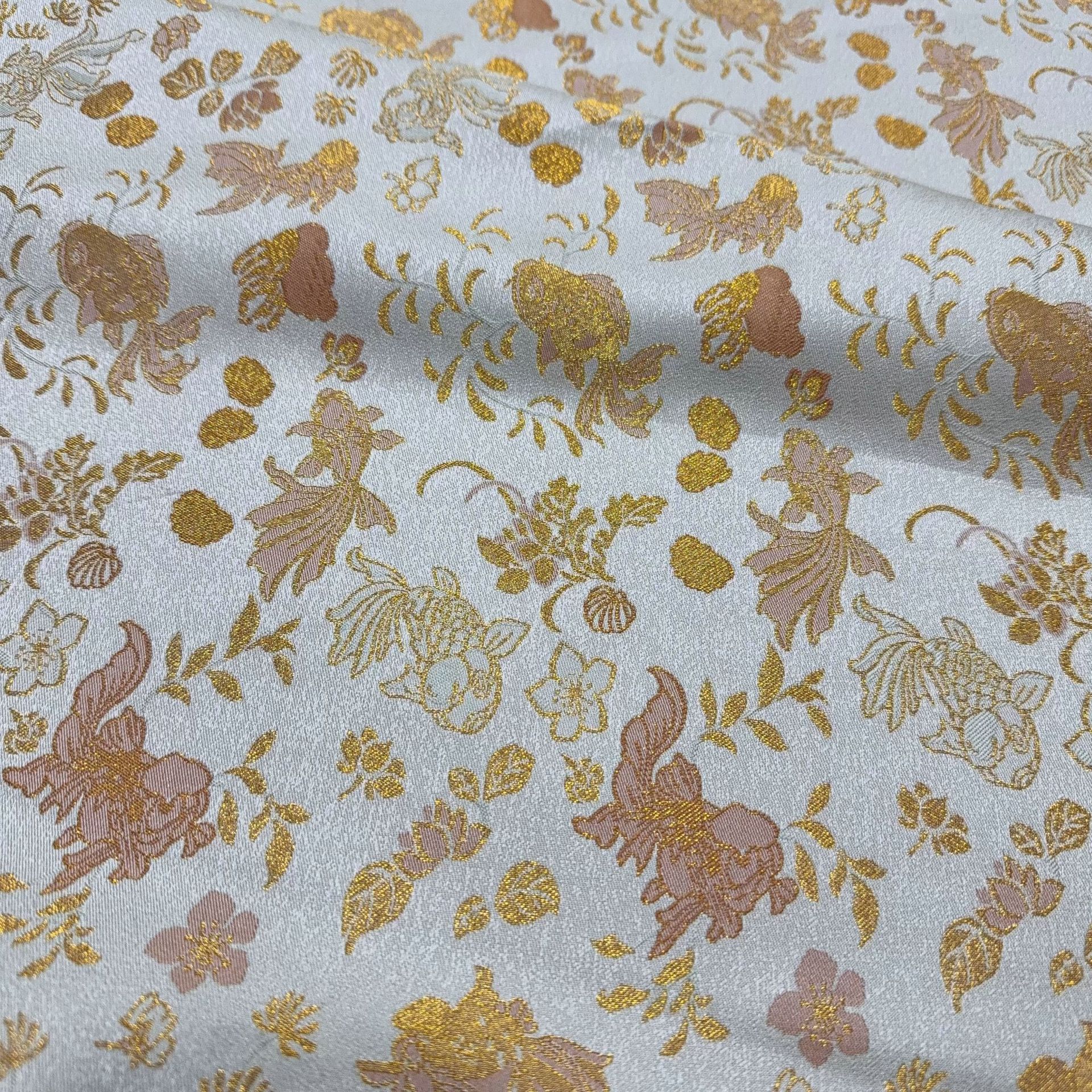 Algae Pattern Goldfish Imitation Song Brocade Short Skirt, Mamian Skirt, Vest Jacket, New Chinese Antique Handmade Baby Clothes Fabric Wholesale