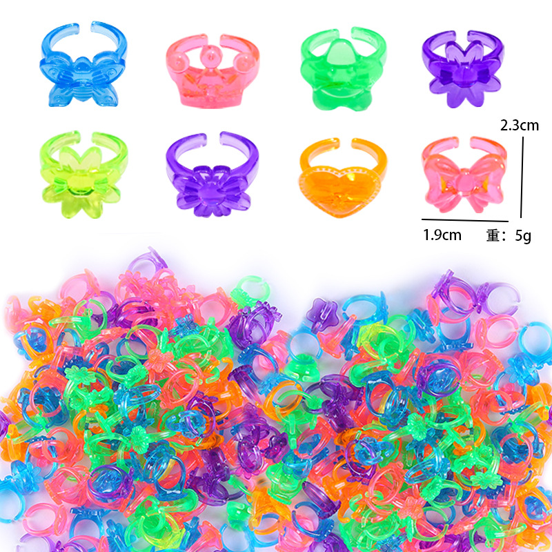 Cross Border Transparent Plastic Ring Party Toys Play Home Decompression Educational Toys suit Gashapon Accessories Small Ring