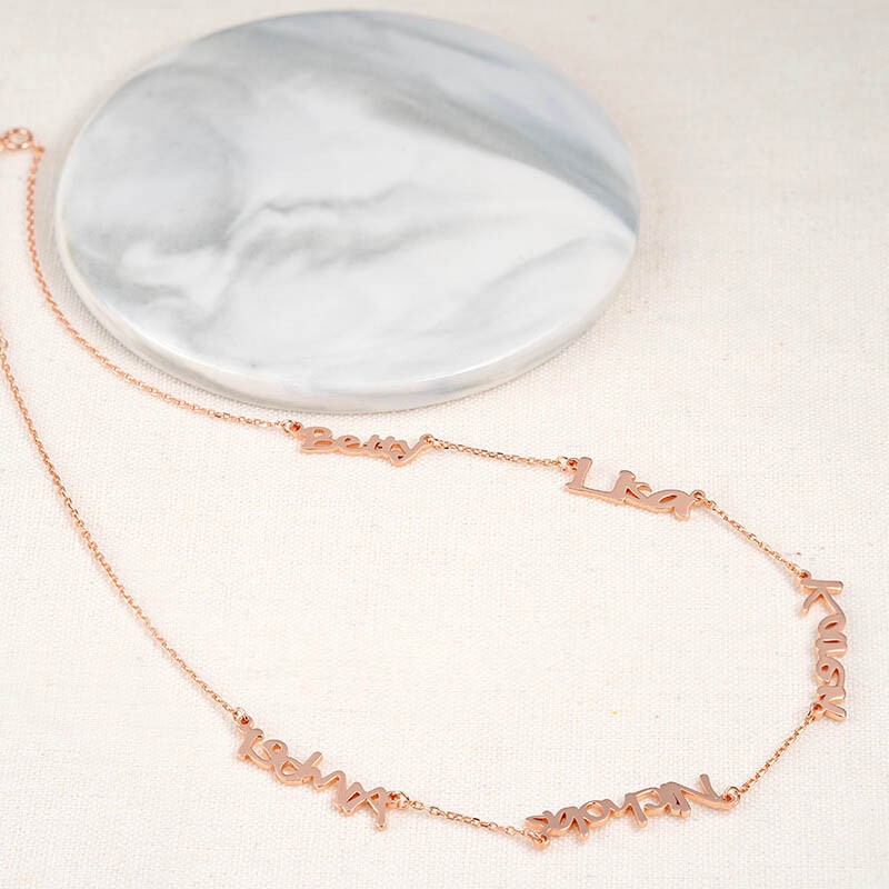 S925 Silver Zhijian Cross-Border E-Commerce European and American Style Mother's Day Gift Flat Handwritten DIY Font Casual Necklace