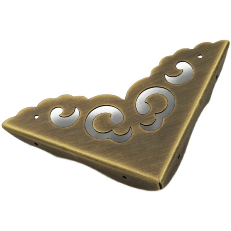 Antique Pure Copper Camphor Wood Box Corner Cabinet Door Corner Protector Copper Edge Jewelry Box Table Three-Sided Corner Protector Furniture Accessories