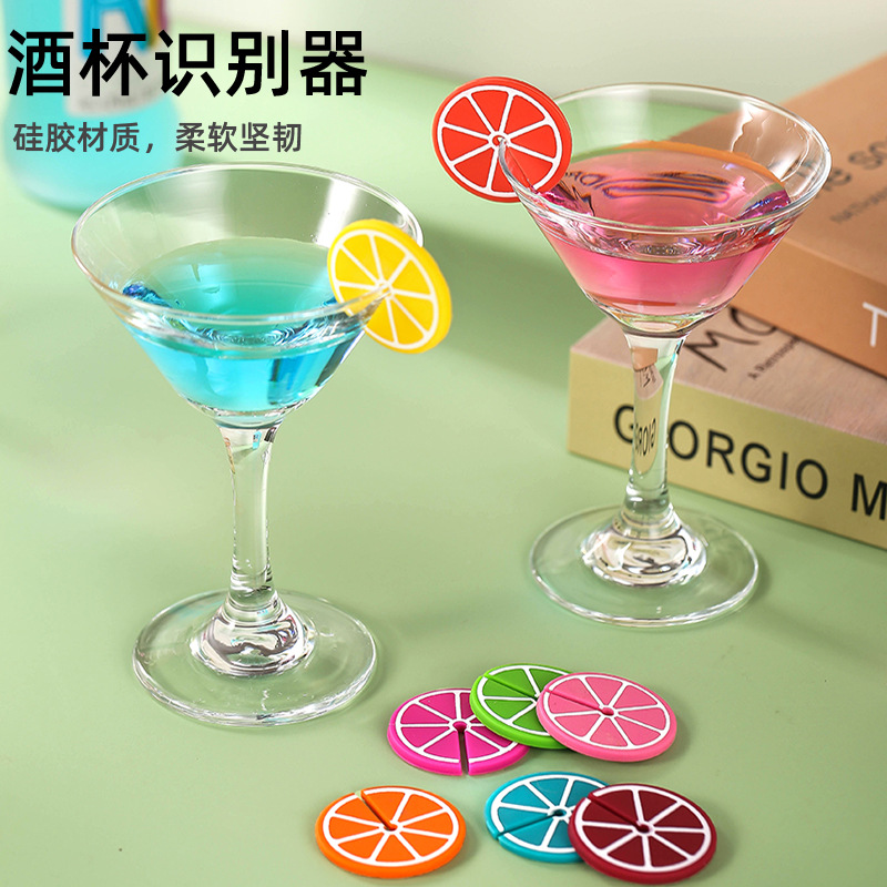 Силиконовые логотипы пищевого класса оранжевые красные для бокалов вина, отличительные логотипы, винные шпажки для коктейлей, наклейки на бокалы, готовые к продаже