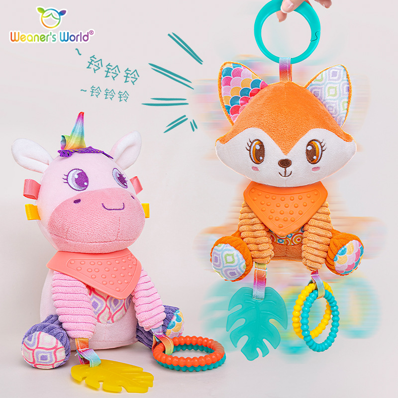 New baby stroller pendant toy baby can bite tooth gum rattle to appease early education puzzle doll factory outlet