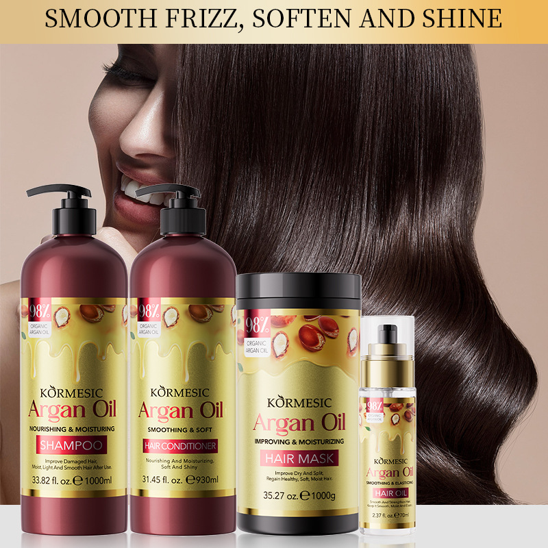KORMESIC argan oil shampoo full English hair care essential oil suit shampoo cross-border foreign trade wholesale