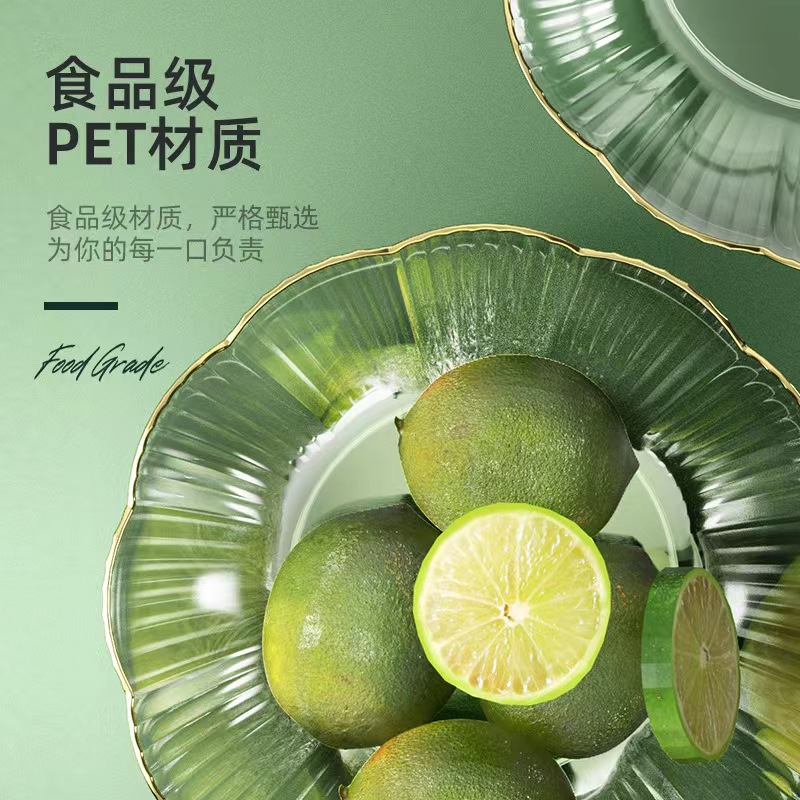 Internet Celebrity Accessible Luxury Style Pet Fruit Plate Living Room Home Coffee Table Basin Candy Plate Snack Dry Fruit Plate Thickeneded Hot Stamping Edge