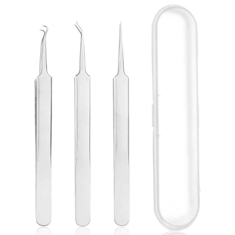 В наличии иглы для акне из нержавеющей стали, иглы для черных точек, набор из 3-х инструментов для удаления акне