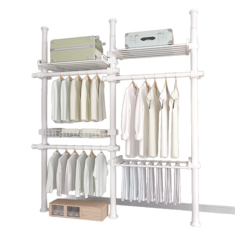 Floor-To-Ceiling Clothes Drying Rack, Floor-Standing Clothes Hanging Assembly, DIY Homemade Open Wardrobe Storage, 38mm Thickeneded