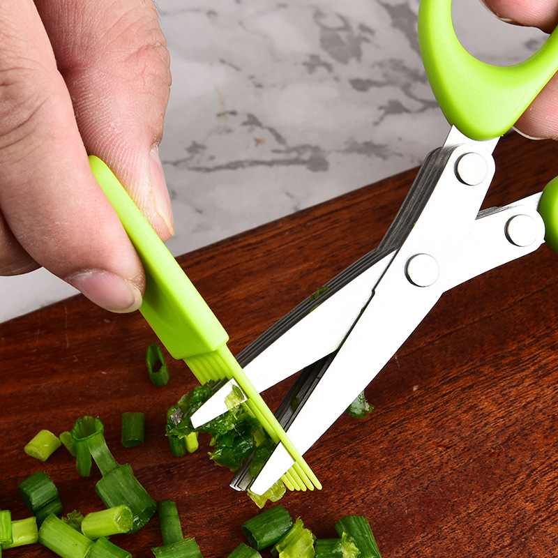 Kitchen scissors stainless steel multi-layer multi-functional chopped green onion scissors three to five layer creative food supplement scissors household vegetable scissors