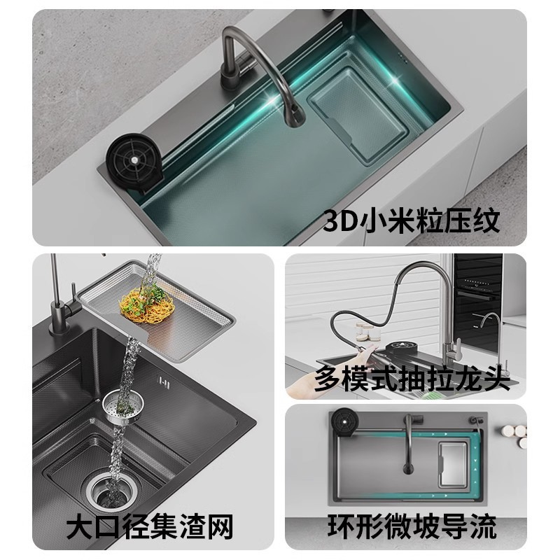 New Model Large Single-Slot Thickened Sus304 Stainless Steel Household Kitchen Sink Dishwashing Sink