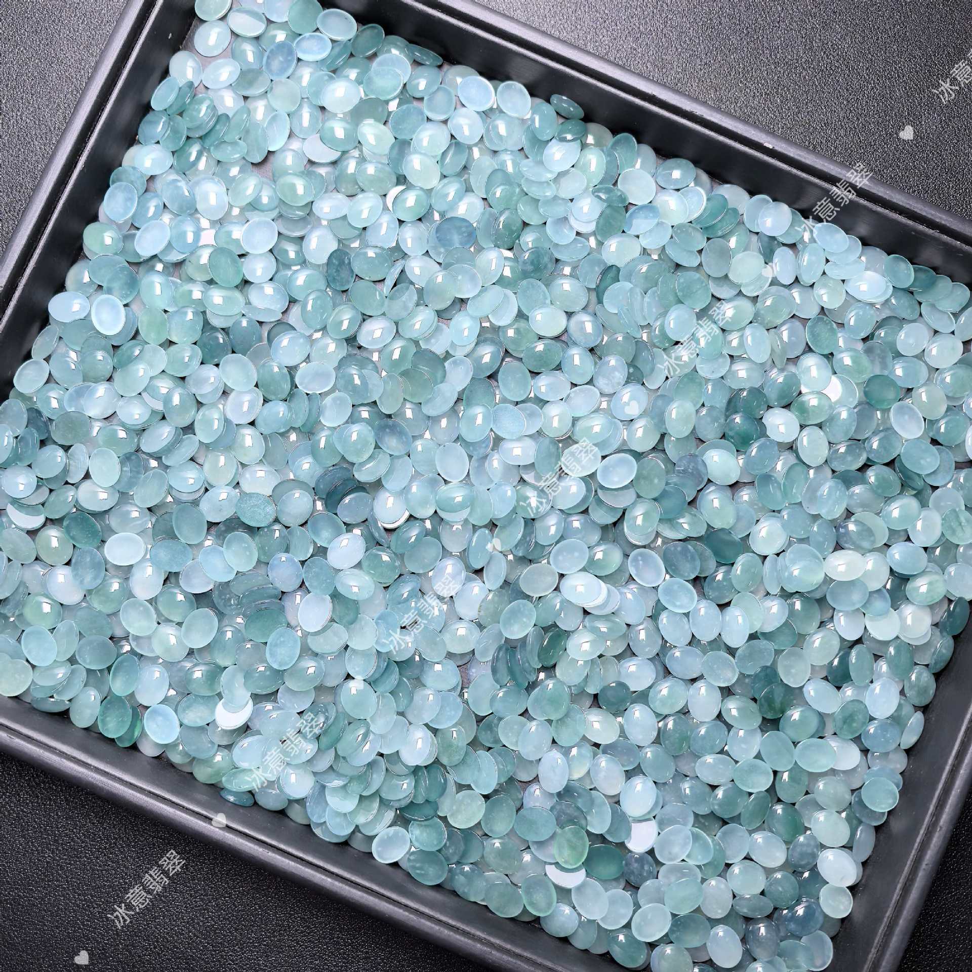 Guatemalan Natural A-Grade Jadeite Ice Cabochon Inlaid Design Simple Versatile Ring Face Earrings Necklace Loose Stone