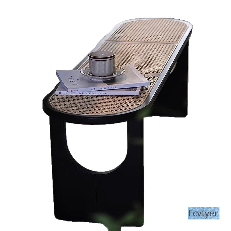 Minimalist Designer Long Bench for Home Dining, Luxury Rattan Stool, End-Of-Bed Bench, Solid Wood Shoe-Changing Bench, Vintage