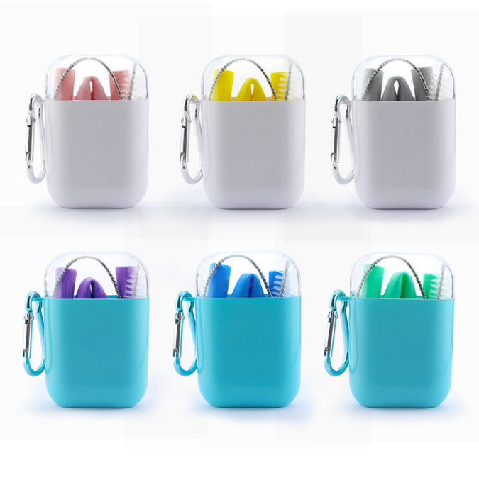 20 Sizes of Silicone Straws, Food-Grade Set, Amazon Bestseller, Foldable Straight and Curved Tubes, Storage, Colorful and Portable