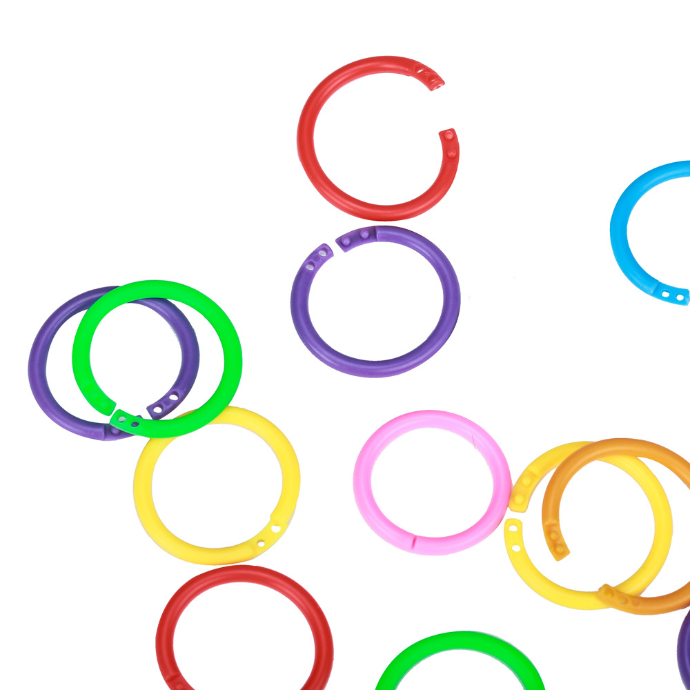 Factory Direct Sales 28mm Inner Diameter Plastic Book Ring Double Buckle Ring Plastic Binding Ring Colorful Open Plastic Book Ring