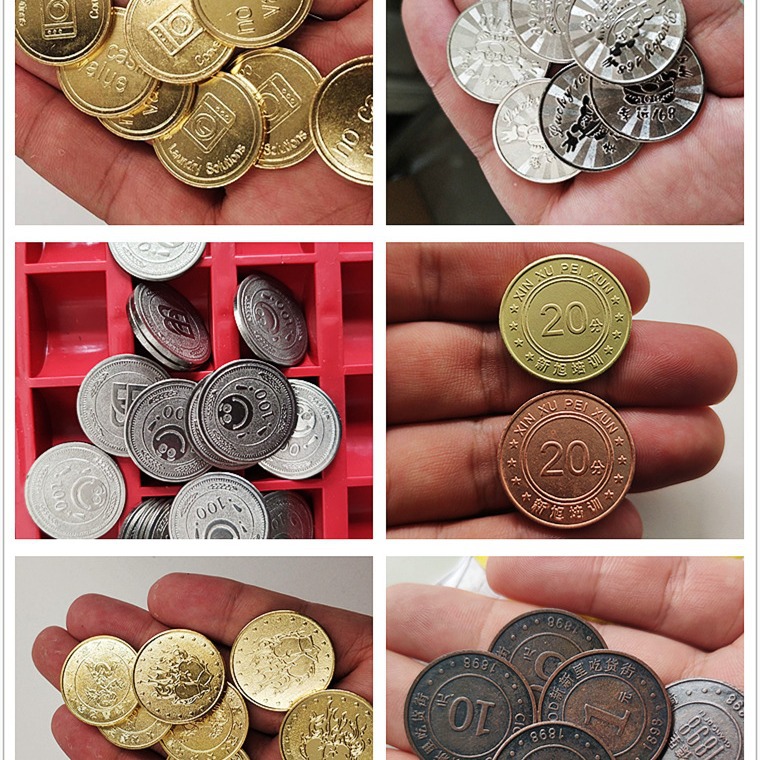 Game machine coin fixed token system anti-counterfeiting points learning coins do activities reward video game city catch baby metal coin