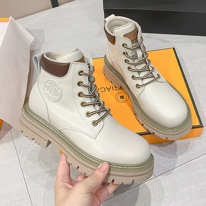 Genuine Leather Inner Heightening Boots for Women 2025 Summer New Rhubarb Boots for Women Outdoor Thick-Soled Versatile Short Boots