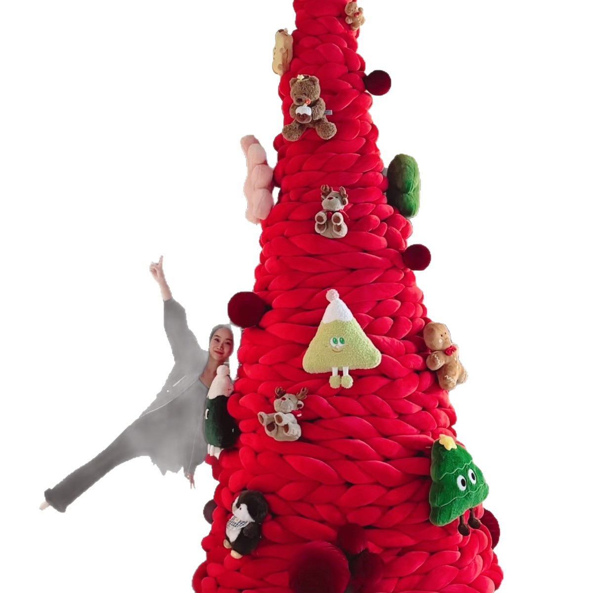Christmas Tree 2025 New Plush Icelandic Wool Shopping Mall Scene Layout DIY Winding Strip Christmas Tree Material Package