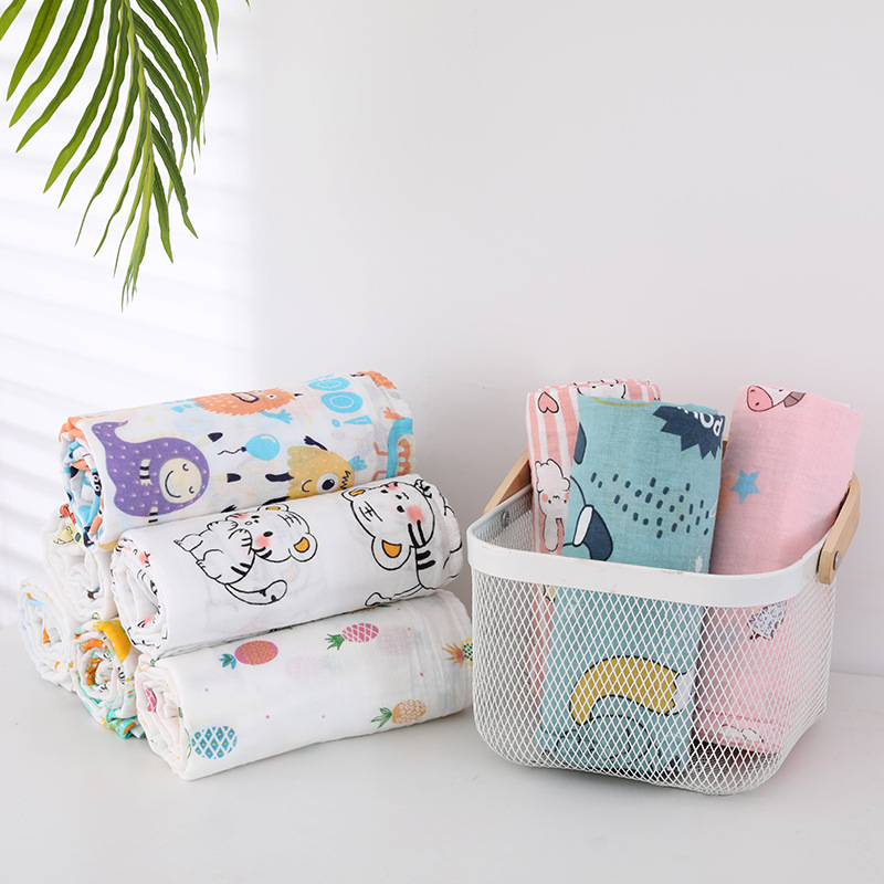 Newborn bath towel gauze wrap single quilt double-layer gauze bath towel thin single bath towel gauze blanket 120*150