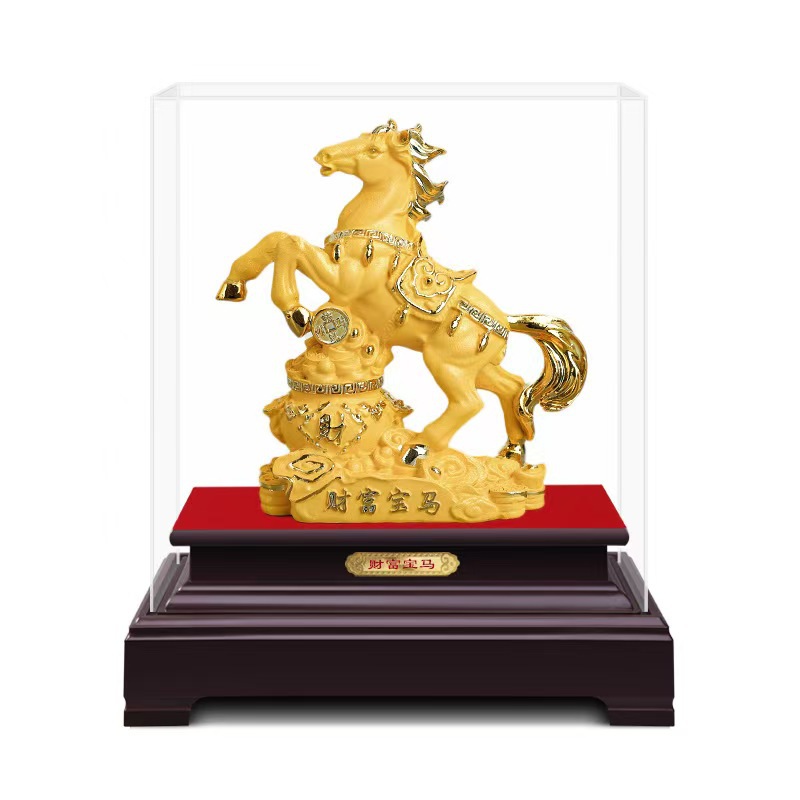 Velvet Sand Gold Horse Ornament for the Year of the Horse, Symbolizing Good Luck, Prosperity, and Success in the Year's Annual Meeting, a Gift for Attracting Wealth and Prosperity