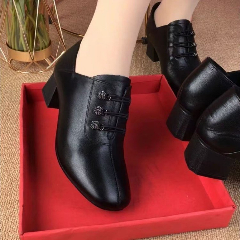 Кросс-бордерные мягкие туфли для мам на весну и осень универсальные туфли с толстыми каблуками для женщин мягкая поверхность