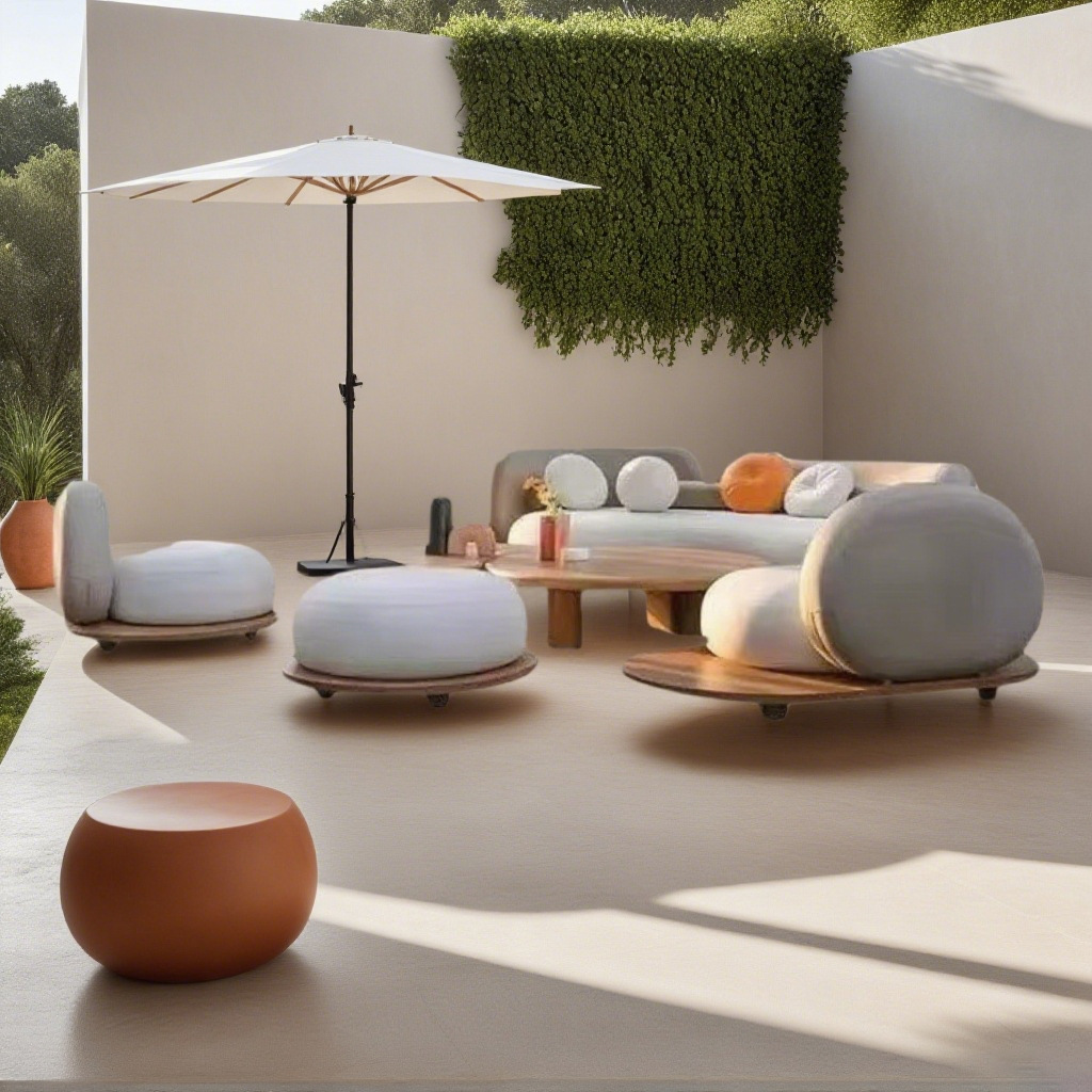 Outdoor Sofa Courtyard Sofa Creative Curved Teak Sofa Living Room B&B Hotel Villa Outdoor Cloud Sofa