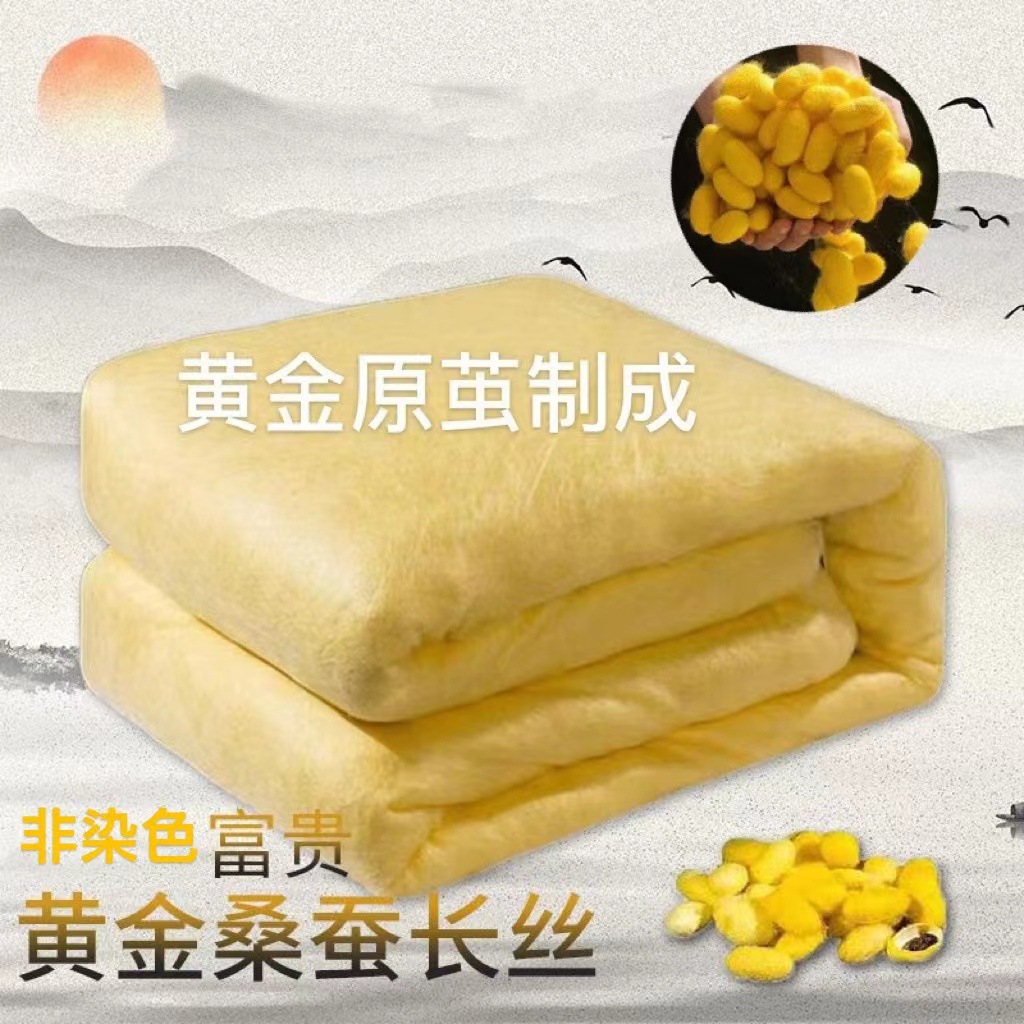 Прямые продажи от производителя Золотое шелковое одеяло Наполнитель 100% шелк тутового дерева Оптовая свадебная пелена Материнское одеяло Весеннее осеннее летнее прохладное зимнее одеяло