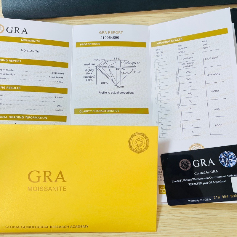 Moissanite Gra Certificate D Color Round Moissanite 50 Points 1 Carat 2 Carats 3 Carats Certificate Source Manufacturer