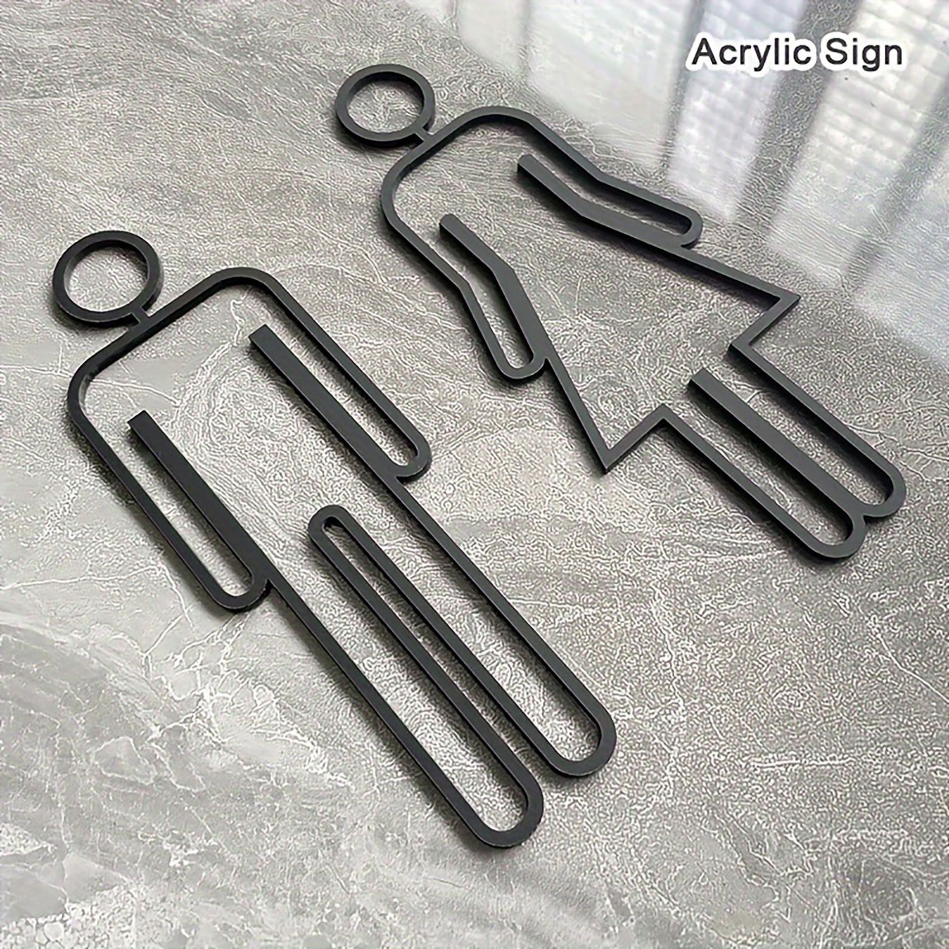 1 Set Black Matte Acrylic Bathroom Sign Durable Door Plaque for Men and Women Restroom Hotel