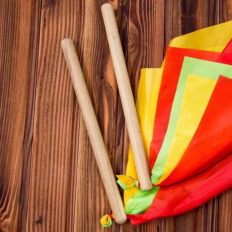 Барабанные палочки из массива дерева, большие, для ударных, палочка для танцев, красная шелковая палочка, ритмическая палочка, для выступлений