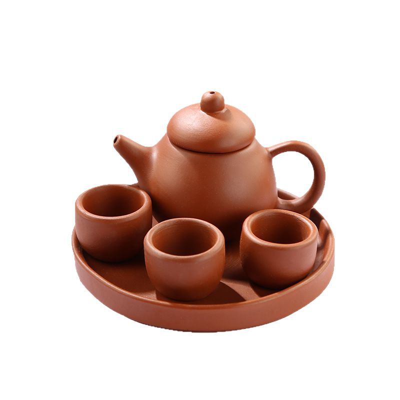 Mini Purple Sand Small Teapot Fingertip Pot Tea Pet Smoke Tea Drink Ornaments Children's Kung Fu Tea Set Tea Tray Tea Cup suit