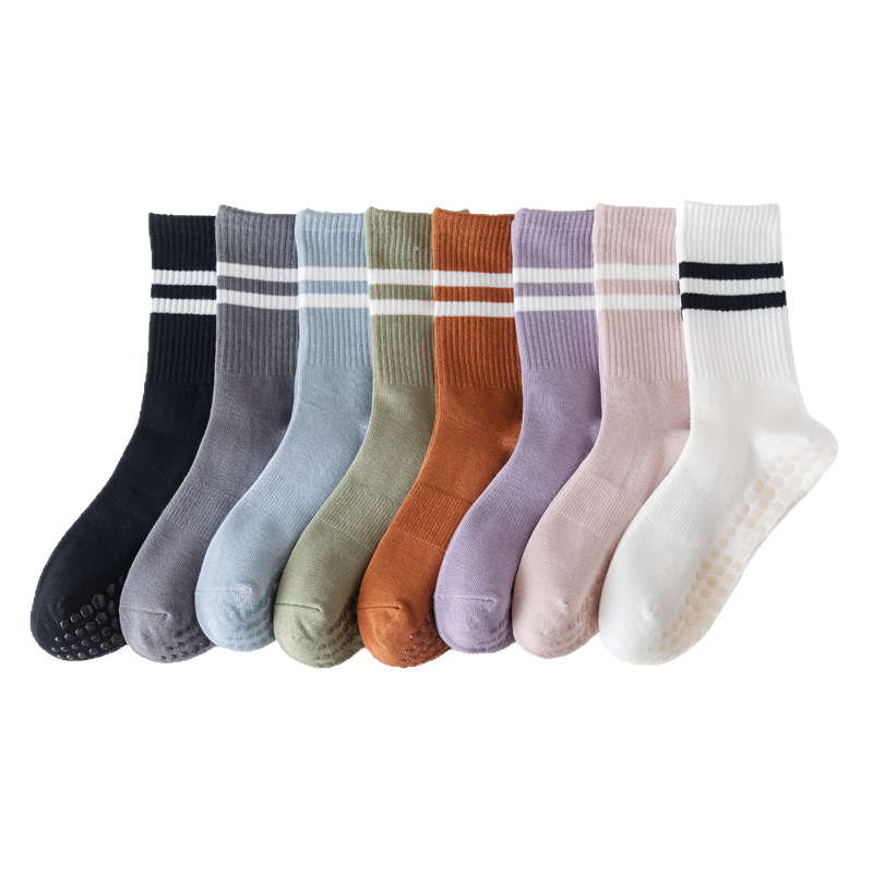 Pilates socks professional non-slip socks five-finger socks mid-calf yoga socks non-slip sports solid color floor socks yoga socks